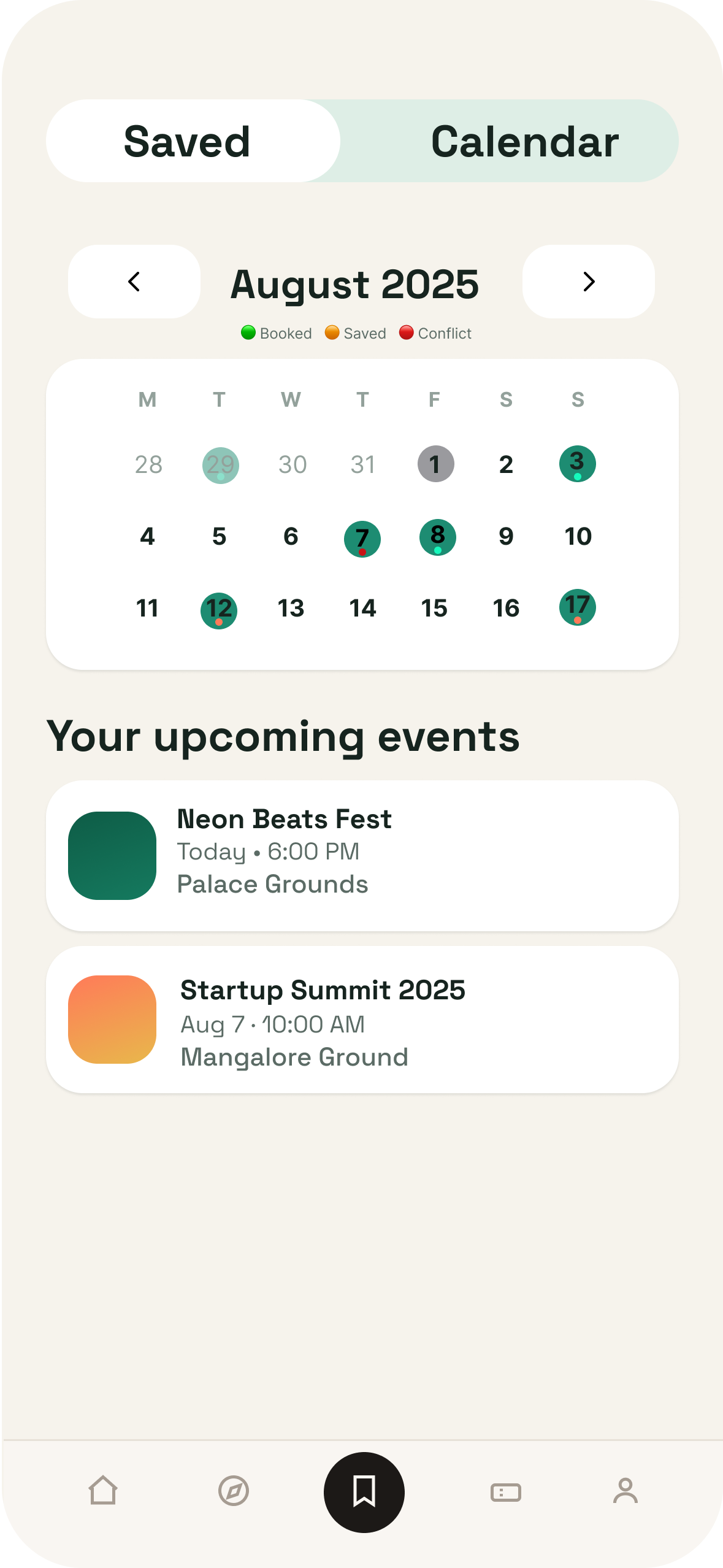 Manage screen — Eventra ticket