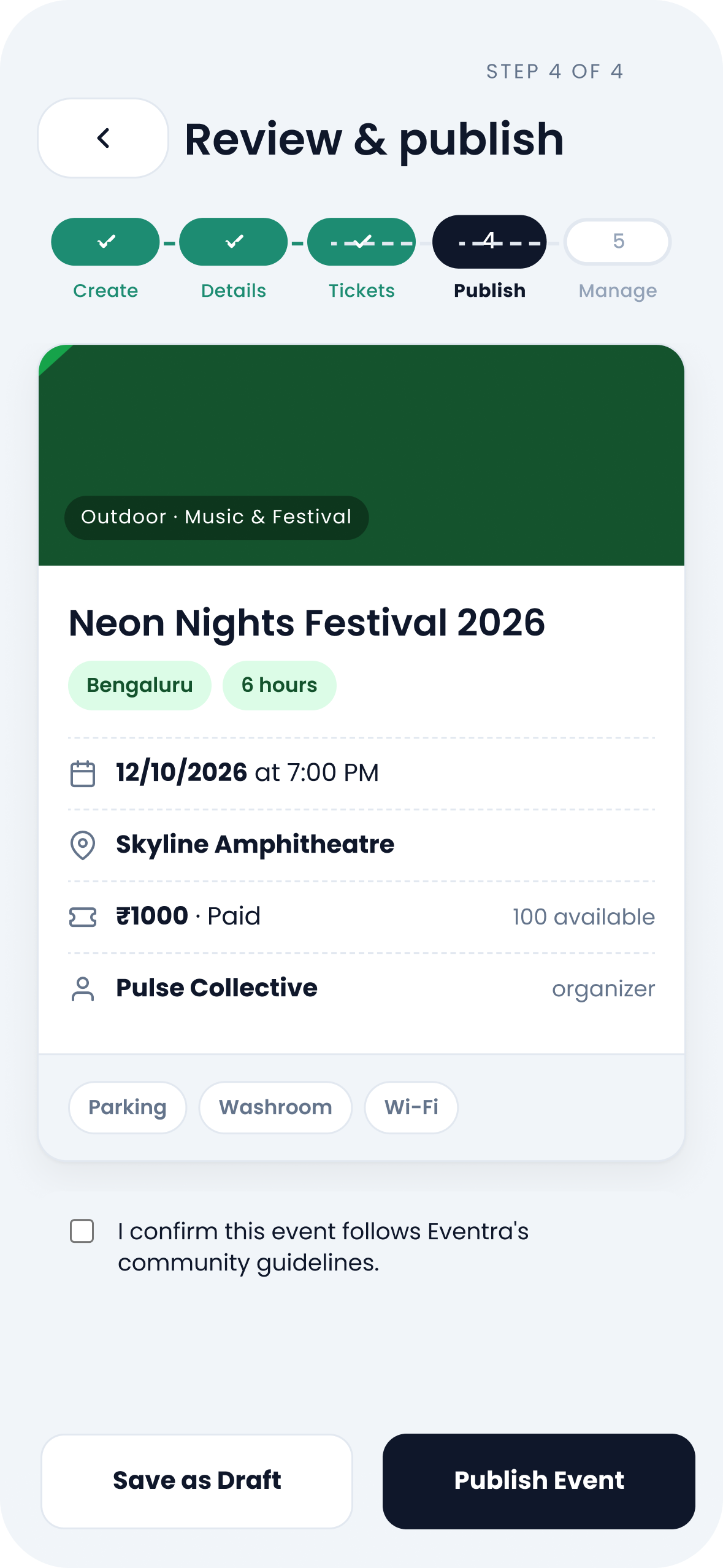Publish screen